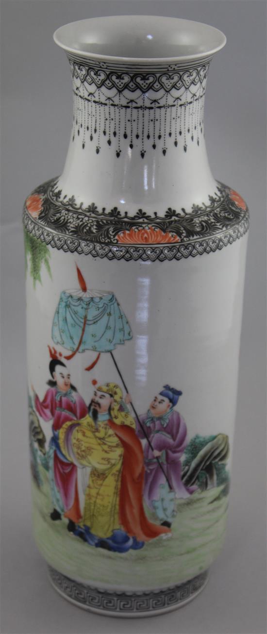 A Chinese famille rose cylindrical vase, Republic period, 25cm